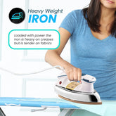 Candes Iron Press | 2 Year Warranty | Iron box, Electric iron, Dry Iron, Electric Iron Press for Clothes, 1000-Watt, Heavy Weight, 100% Non-Stick Teflon Coating (White Black) (EI-1005BY)